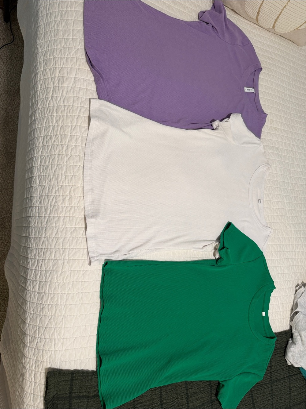 Women’s Ribbed Short-Sleeve Top - Purple, White, Green